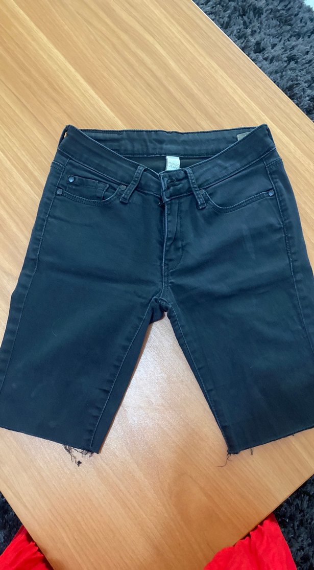 Gri Midi Kot Şort - Görsel 5