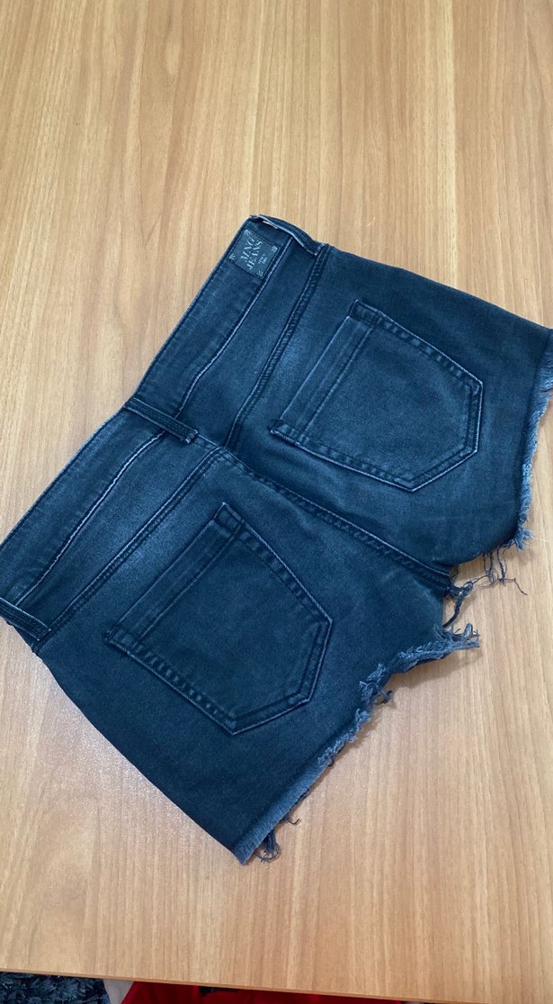 Kadın Koyu Renk Mini Denim Şort - Görsel 5