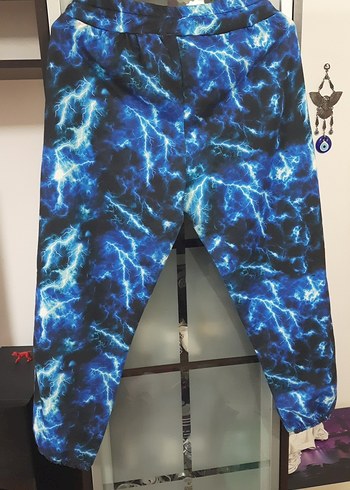 Mavi Bağlama Desenli Rahat Kesim Kadın Pantolon - Görsel 6