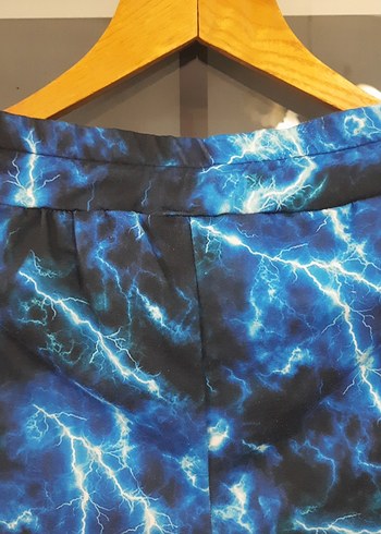 Mavi Bağlama Desenli Rahat Kesim Kadın Pantolon - Görsel 7