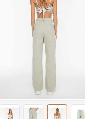 Taş Cep Detaylı Yüksek Bel Jeans - Görsel 3