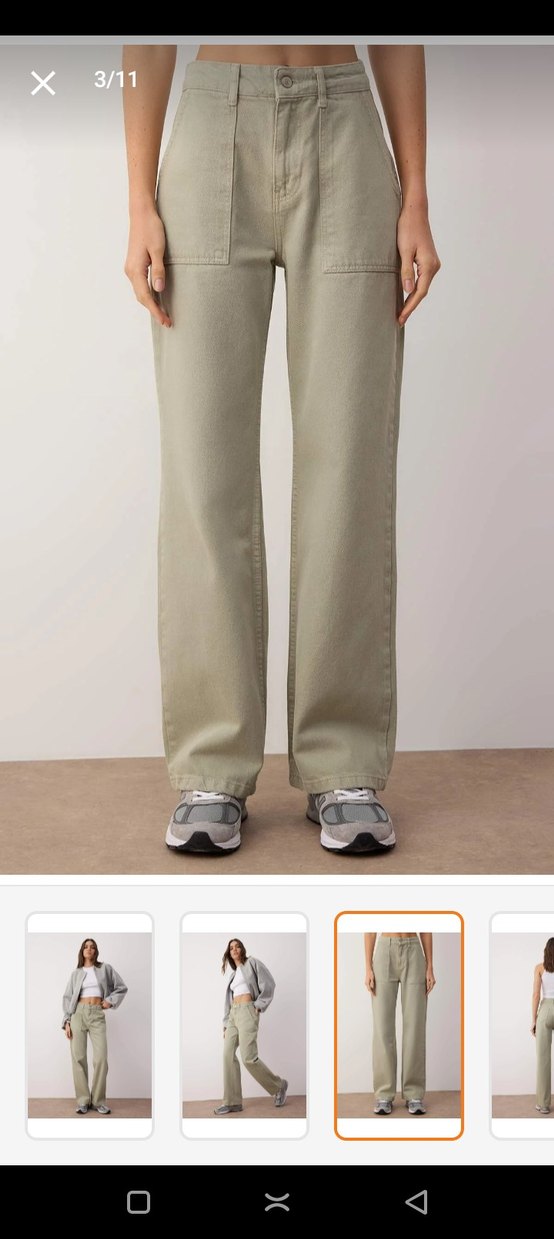 Taş Cep Detaylı Yüksek Bel Jeans - Görsel 2