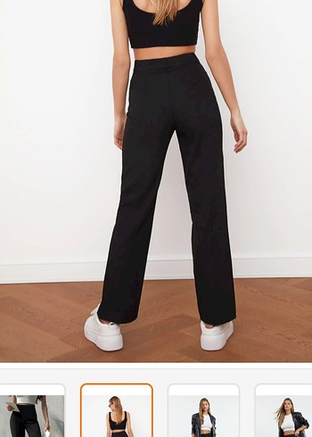 Siyah Nervür Dikişli Pantolon - Görsel 2