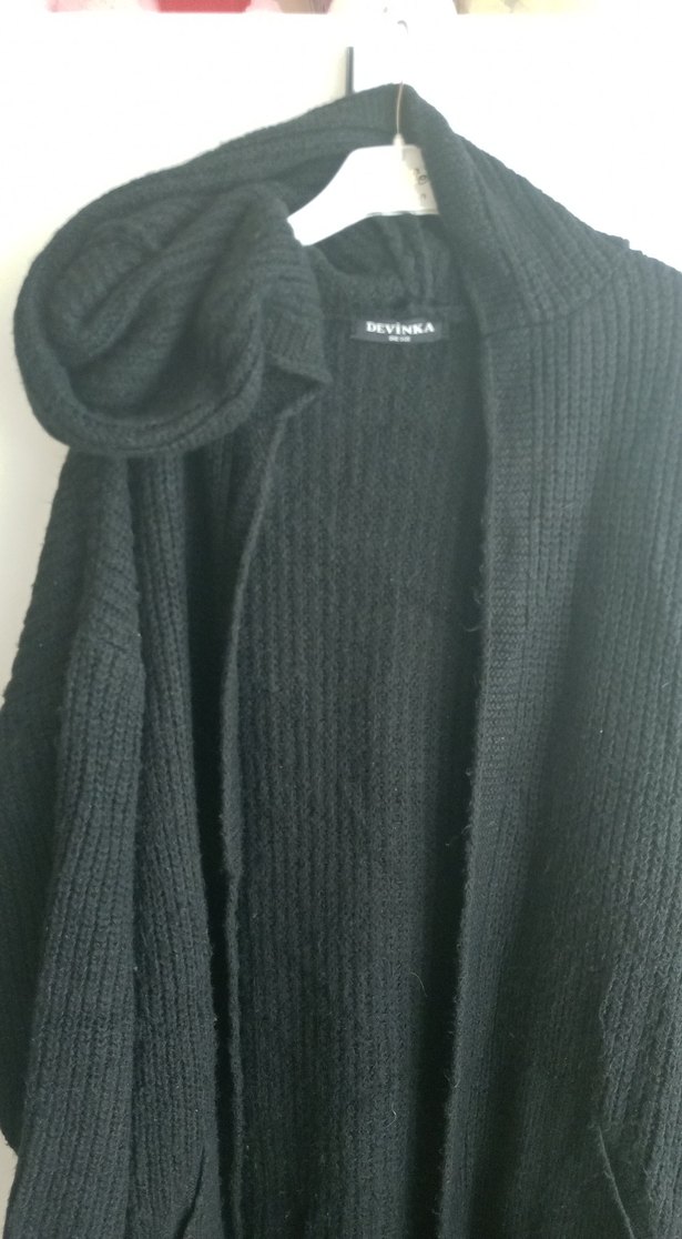 Kadın Siyah Uzun Hırka - Görsel 2