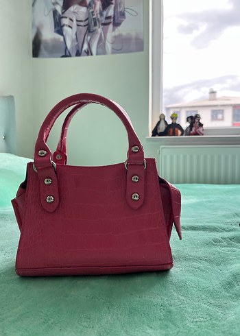 Pembe Deri Tokalı Kadın El Çantası - Görsel 3