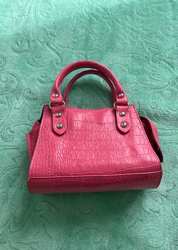 Pembe Deri Tokalı Kadın El Çantası - Görsel 2