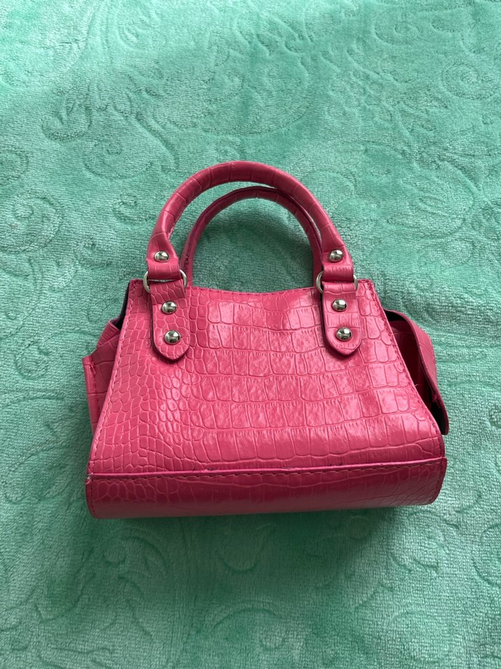 Pembe Deri Tokalı Kadın El Çantası - Görsel 2