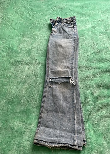 Gri Yırtmaçlı Midi Bol Kesim Kadın Kot Pantolon - Görsel 2