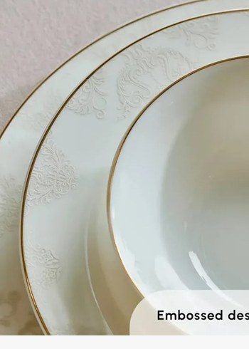 Beyaz Desenli Yemek Takımı Seti 24 kişilik - Görsel 2