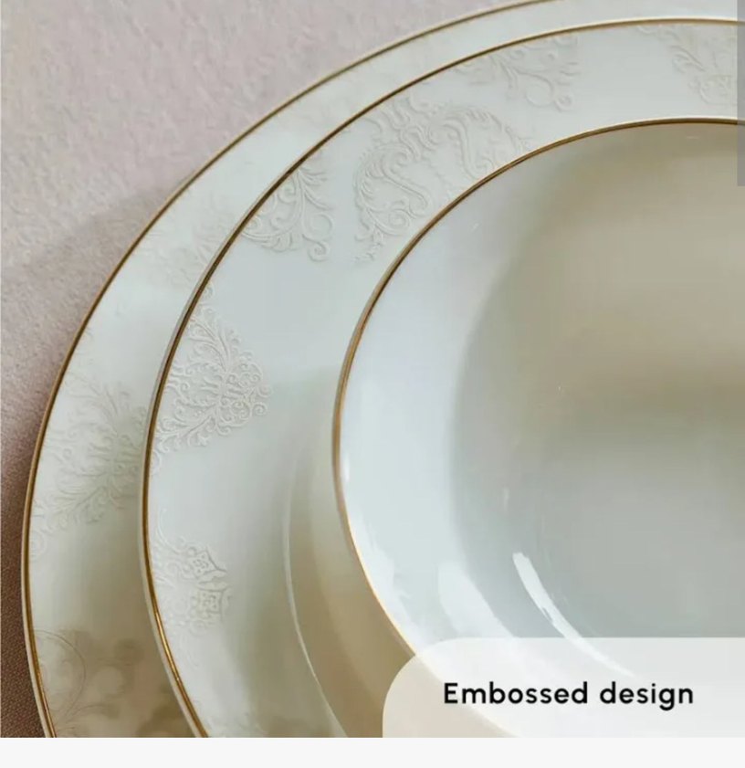 Beyaz Desenli Yemek Takımı Seti 24 kişilik - Görsel 2