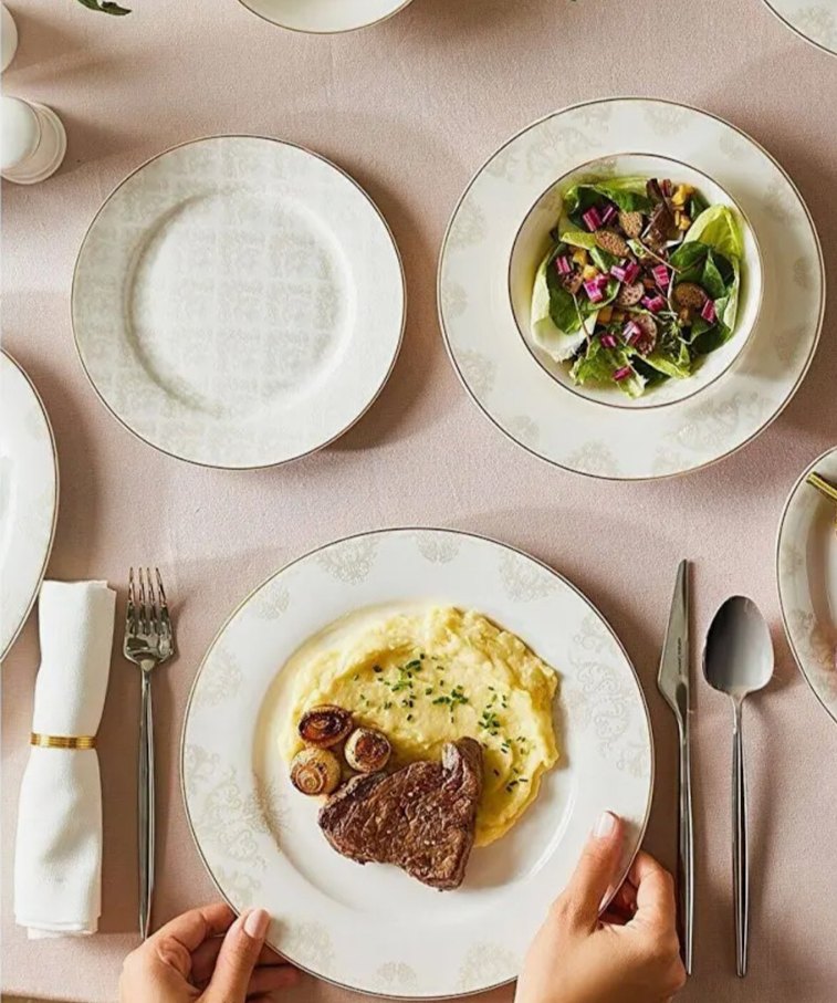 Beyaz Desenli Yemek Takımı Seti 24 kişilik - Görsel 4