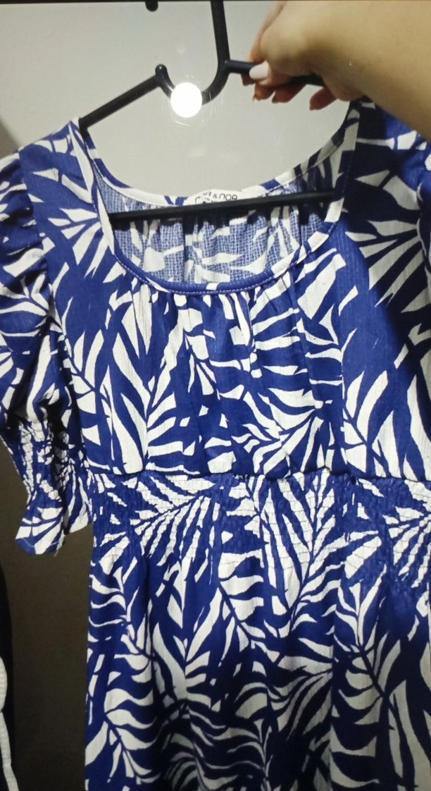 Mavi Bohem Uzun Kollu Piliseli Kadın Elbise - Görsel 3