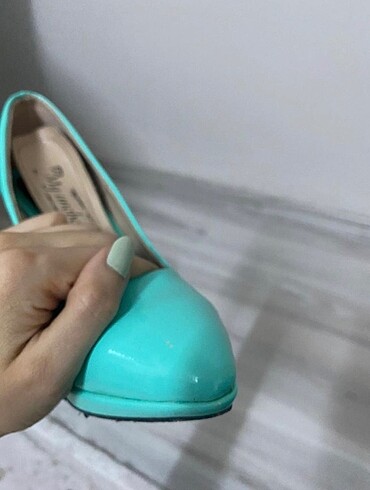 36 Beden Su yeşili stiletto ayakkabı
