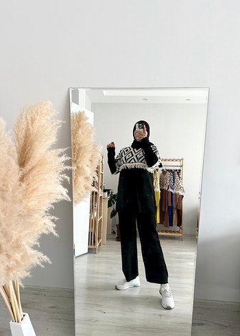 Siyah Batik Desenli triko takım