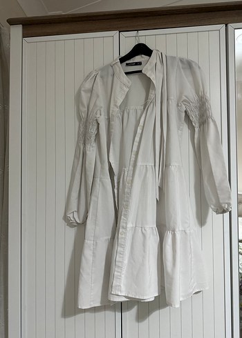 Mavi Bağcıklı Pamuklu Midi Tunik - Görsel 3