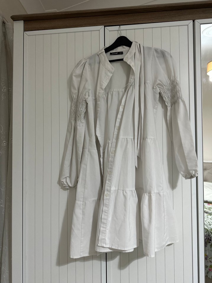 Mavi Bağcıklı Pamuklu Midi Tunik - Görsel 3