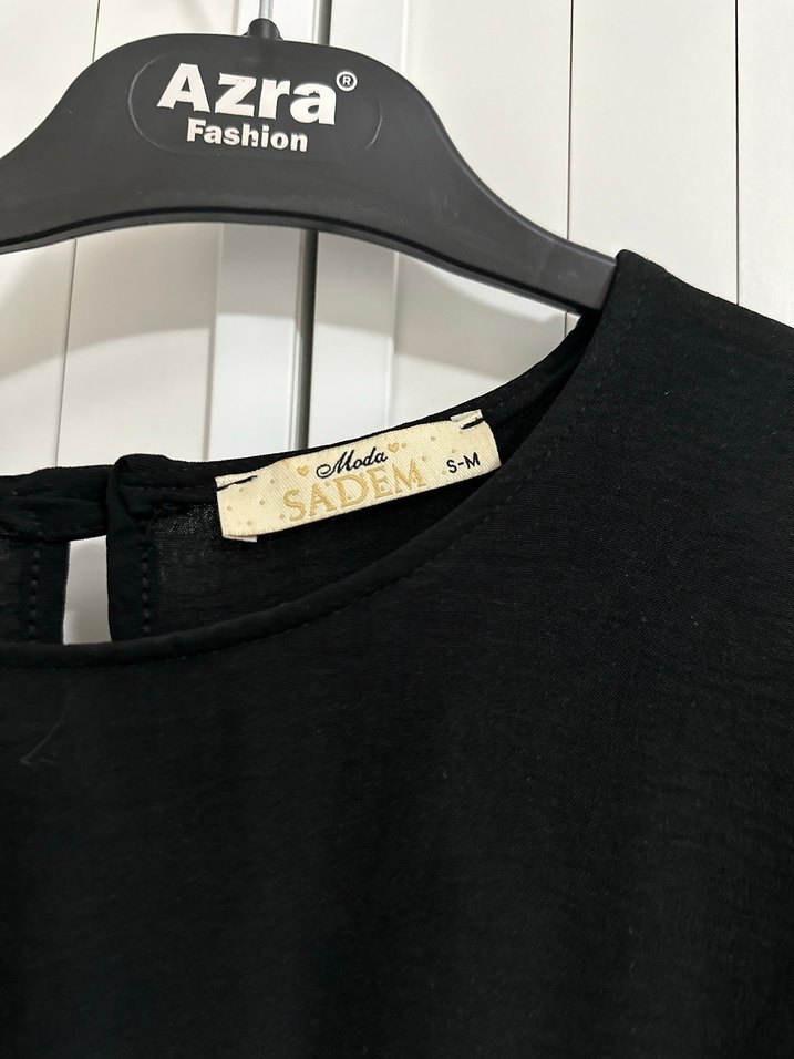 Uzun Kollu Siyah Fırfırlı Uzun Elbise - Görsel 4