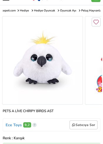 Beyaz Peluş Kuş Oyuncak - Görsel 2