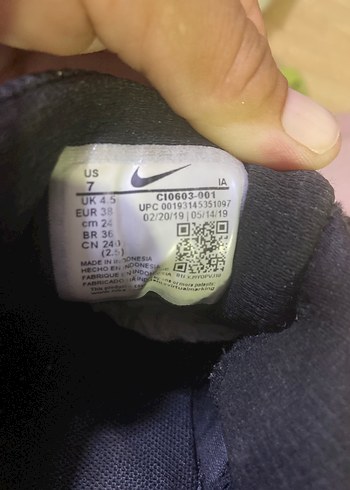 38 Beden siyah Renk Siyah Goth Tarzı Nike Spor Ayakkabı