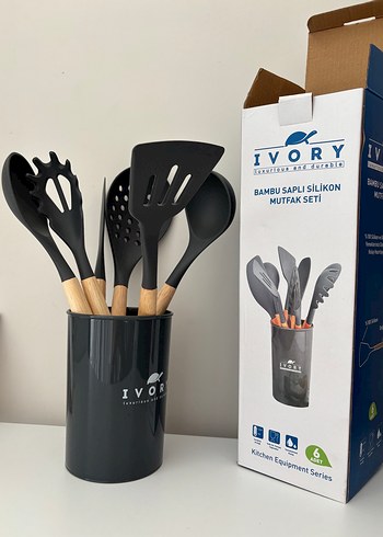 Ivory Siyah Bambu Saplı 6 Parça Mutfak Seti