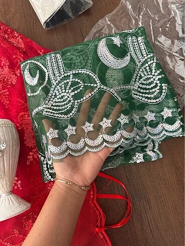 Beden kırmızı Renk Kına duvak seti