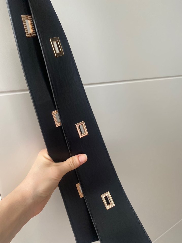 Tokalı Siyah Deri Kadın Çanta - Görsel 2