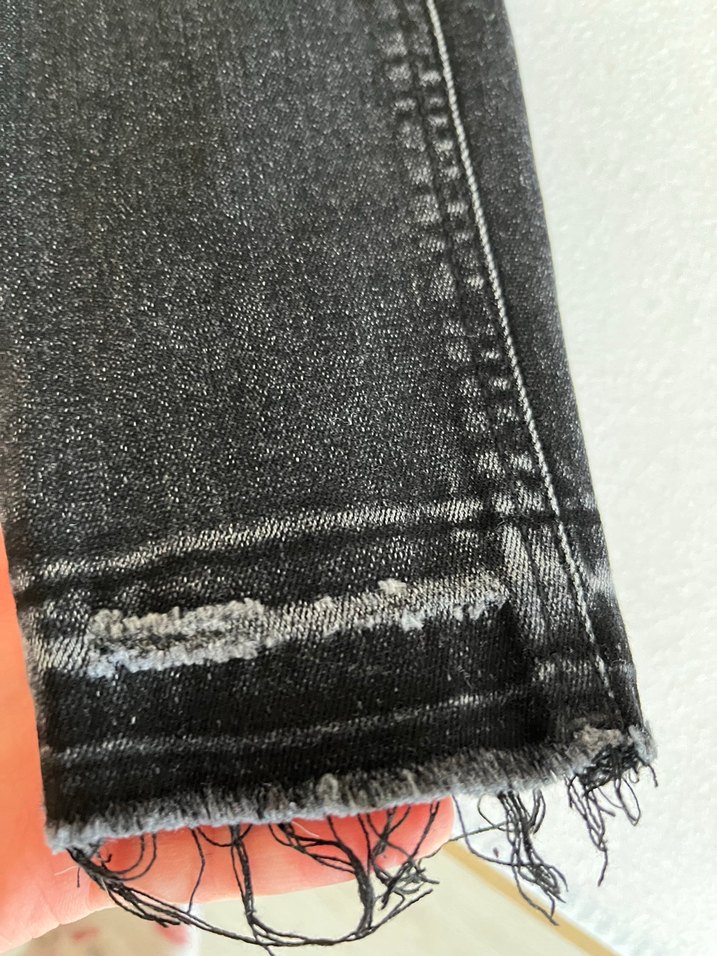 Gri Bağlama Desenli Dar Kesim Denim Kadın Pantolon - Görsel 2