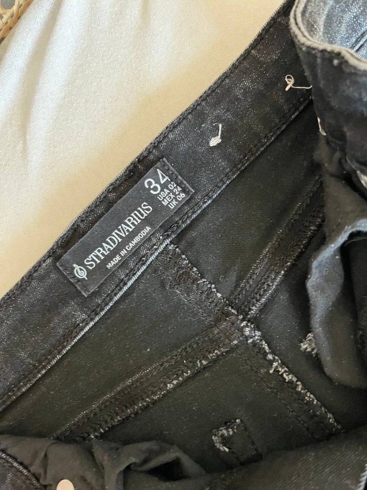 Gri Bağlama Desenli Dar Kesim Denim Kadın Pantolon - Görsel 3