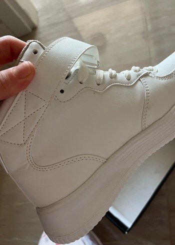 Beyaz Kadın Spor Ayakkabı Wedge Topuklu - Görsel 4