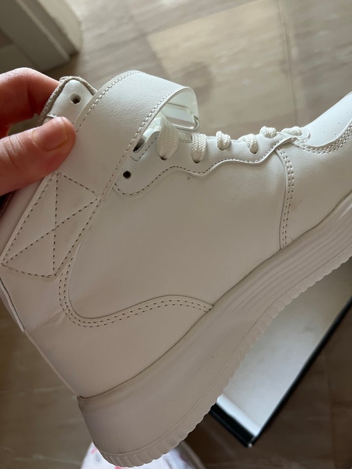 Beyaz Kadın Spor Ayakkabı Wedge Topuklu - Görsel 4