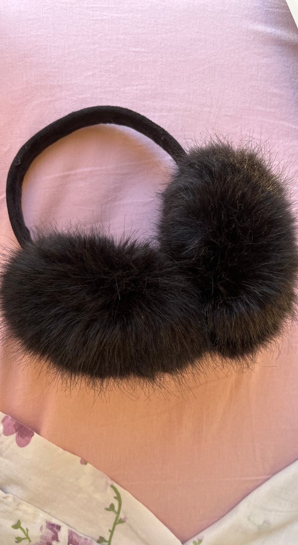 Siyah Kürk Detaylı Kadın Kulaklık Kışlık - Görsel 2