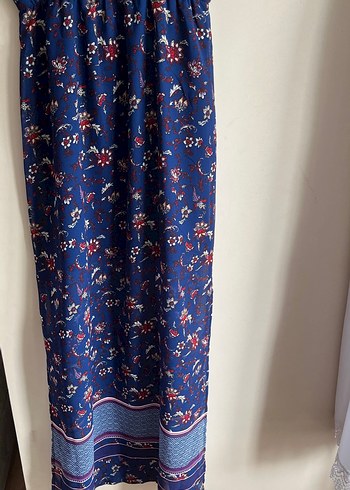 Bohem Koyu Lacivert Uzun Kolsuz Elbise - Görsel 3