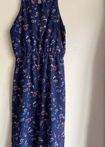 Bohem Koyu Lacivert Uzun Kolsuz Elbise - Görsel 2