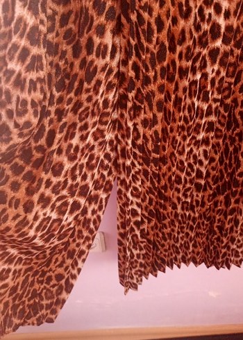 Diğer Kahverengi Leopar Desenli Uzun Kadın pantolon Etek