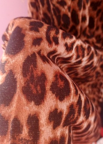 38 Beden Kahverengi Leopar Desenli Uzun Kadın pantolon Etek