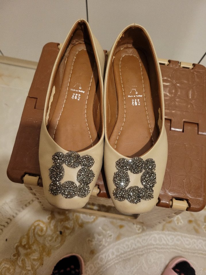 Bej Tokalı Kadın Düz Ayakkabı - Görsel 2