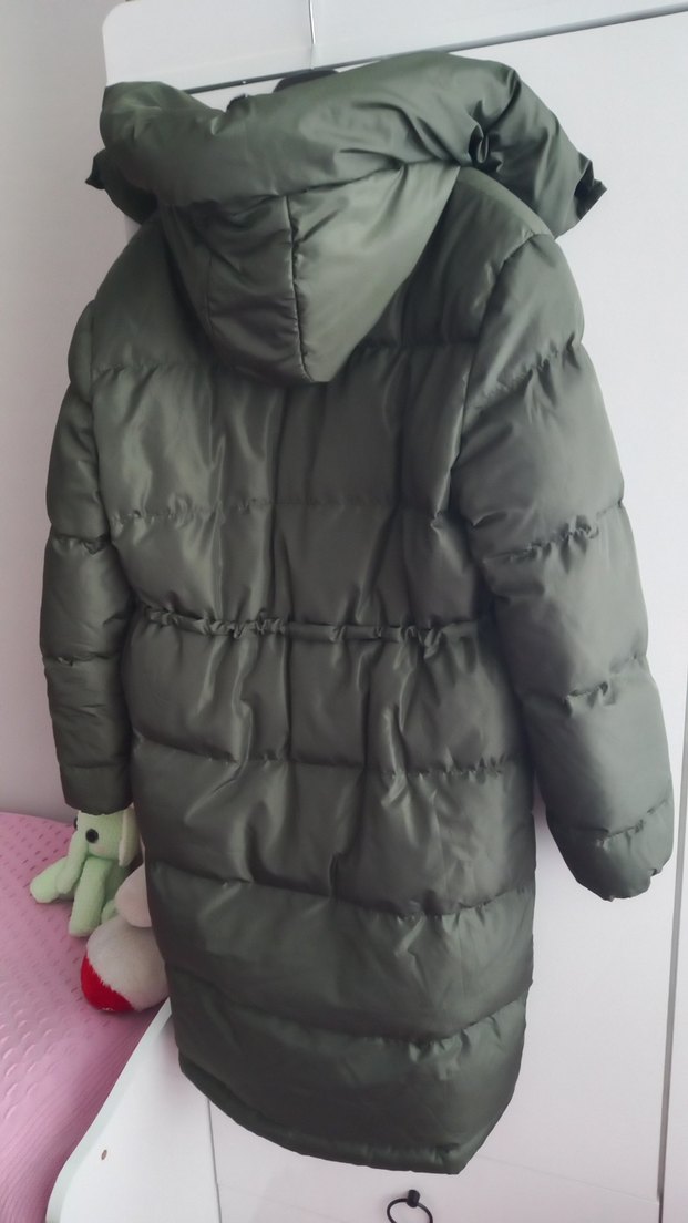 Haki  Uzun Kadın Kışlık Mont - Görsel 2