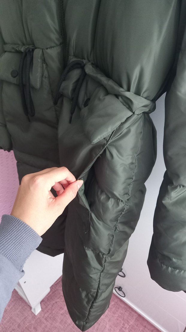 Haki  Uzun Kadın Kışlık Mont - Görsel 4