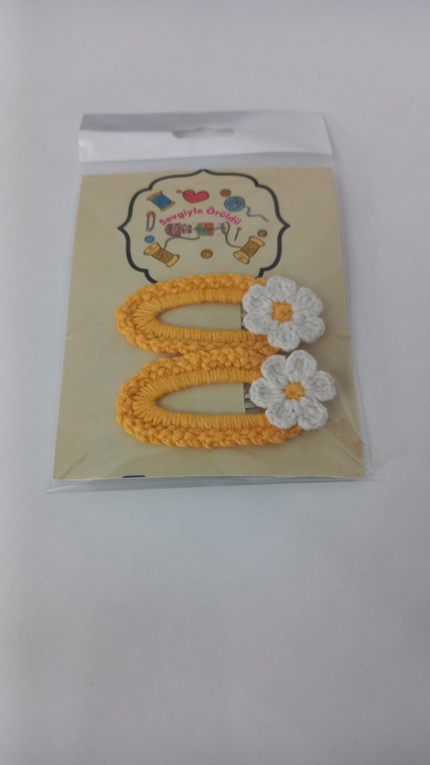 Çiçekli Örgü Çocuk Toka Seti - Görsel 3