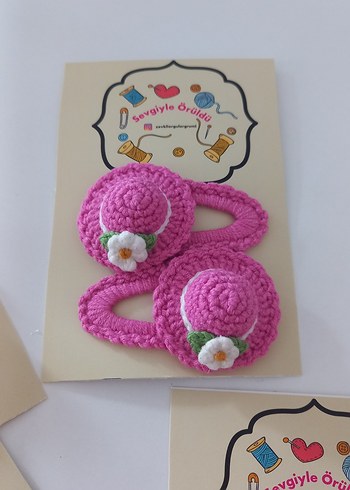 Renkli Nakışlı Örgü Çocuk Toka Seti çift fiyatıdır - Görsel 2