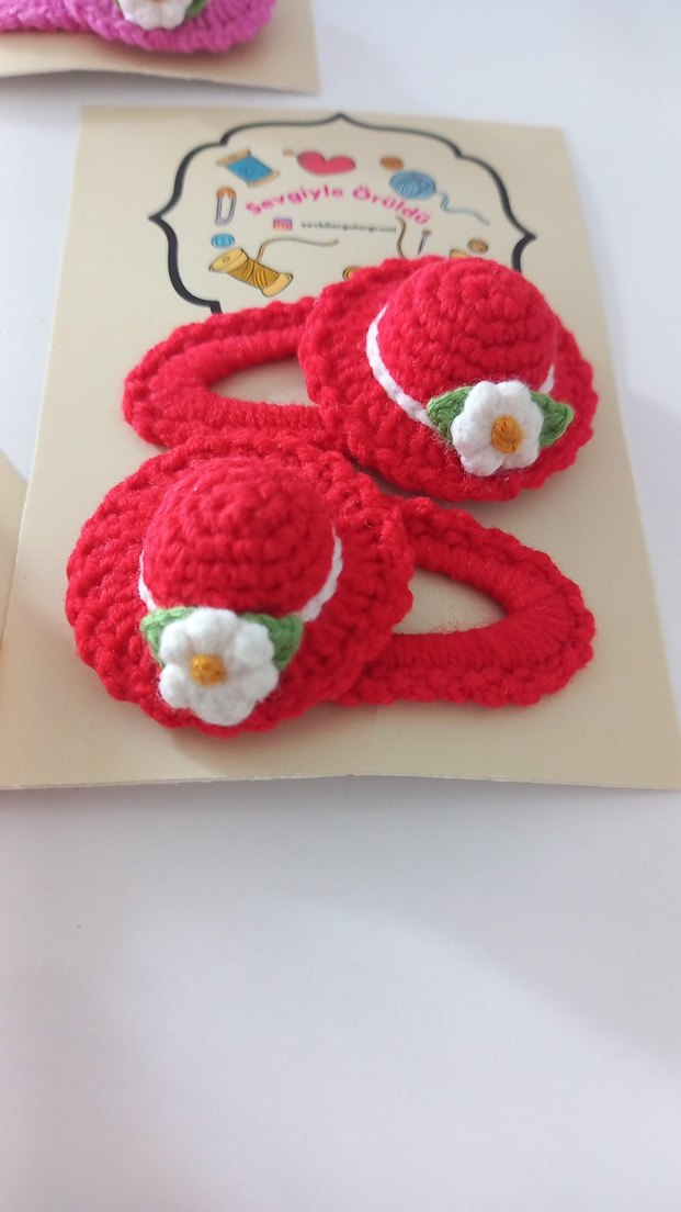 Renkli Nakışlı Örgü Çocuk Toka Seti çift fiyatıdır - Görsel 3