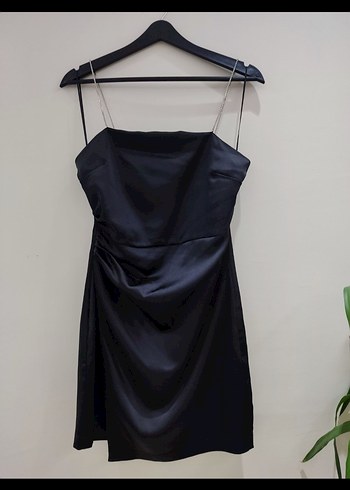 Zara Siyah Mini Drapeli Straplez Elbise - Görsel 3