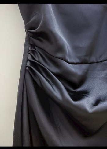 Zara Siyah Mini Drapeli Straplez Elbise - Görsel 4