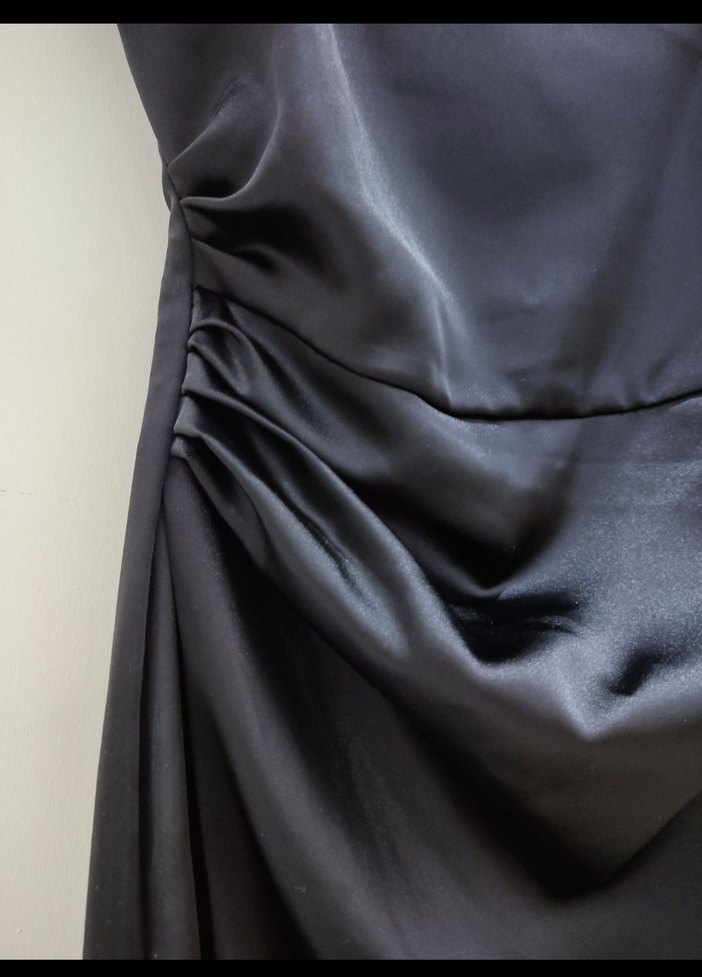 Zara Siyah Mini Drapeli Straplez Elbise - Görsel 4