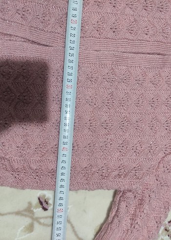 Pembe ip Örgü Kısa Kadın  bel üstü yetim kol yelek - Görsel 2