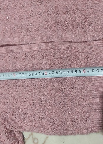 Pembe ip Örgü Kısa Kadın  bel üstü yetim kol yelek - Görsel 4