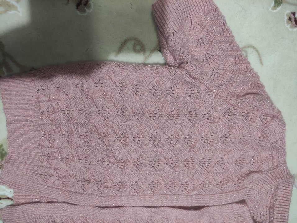 Pembe ip Örgü Kısa Kadın  bel üstü yetim kol yelek - Görsel 3