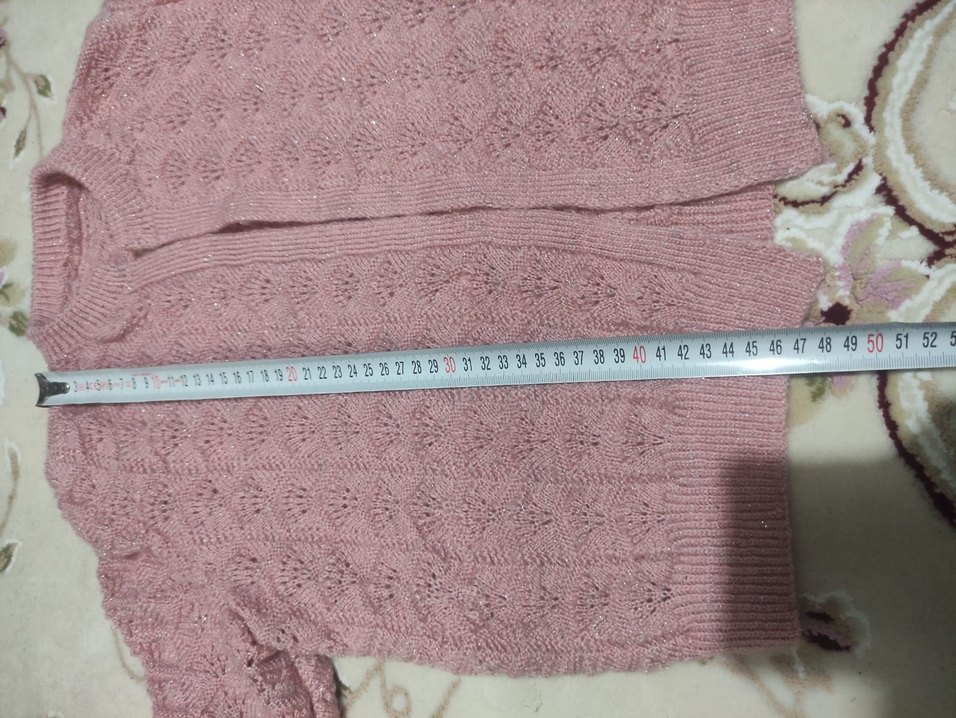 Pembe ip Örgü Kısa Kadın  bel üstü yetim kol yelek - Görsel 4