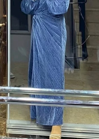 Mavi Drapeli Uzun Denim Elbise