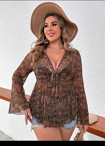 Büyük beden bluz transparan  - Görsel 5